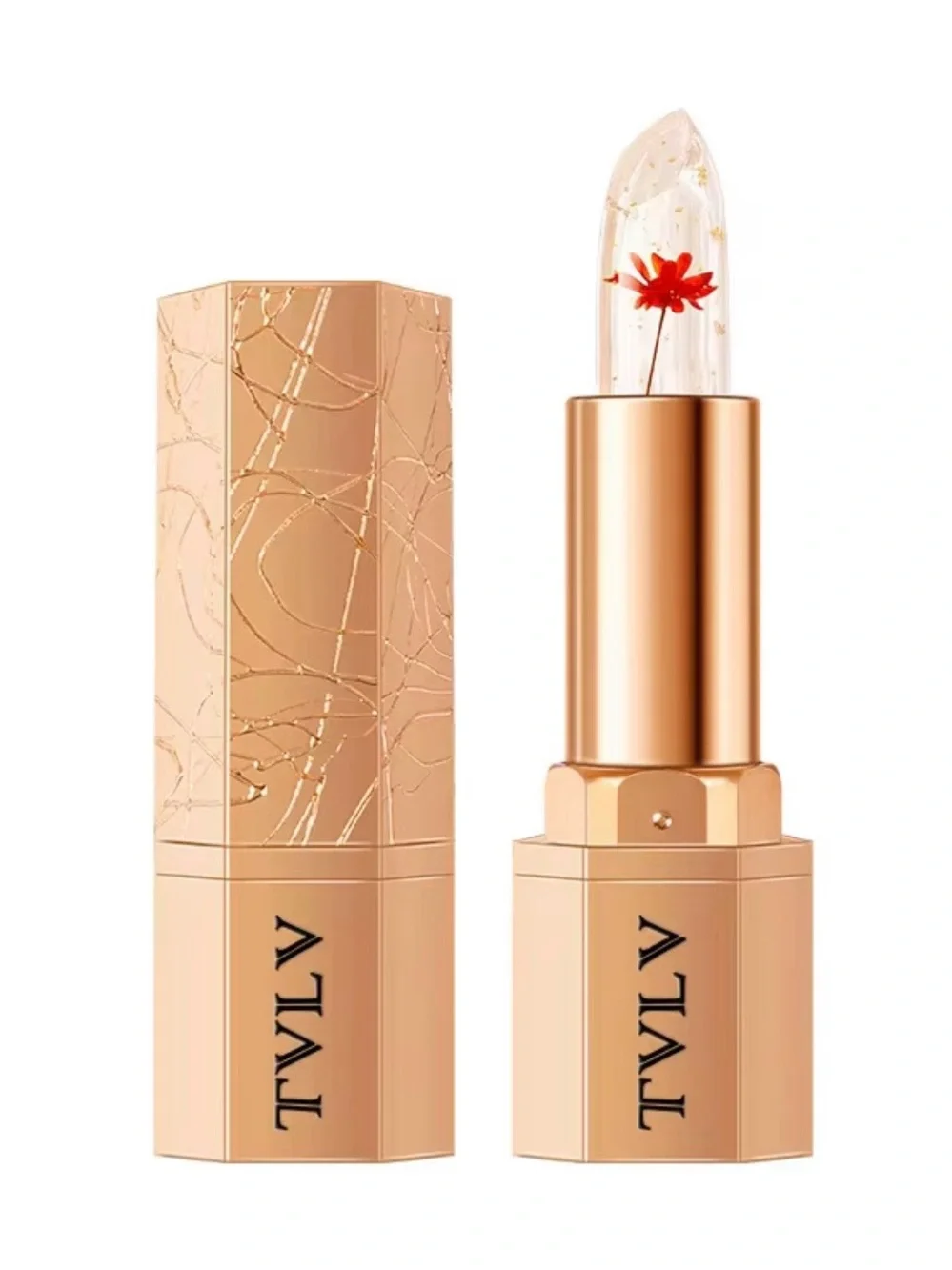 Sheer Jelly Crystal Lip Balm - Rose Gold Case, Clear Glitter Shades